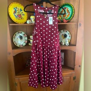 Never worn - Torrid - Maroon and white polka dot dress, Size 2 (18/20)